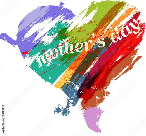 Mother's day illustration,heart with paint strokes