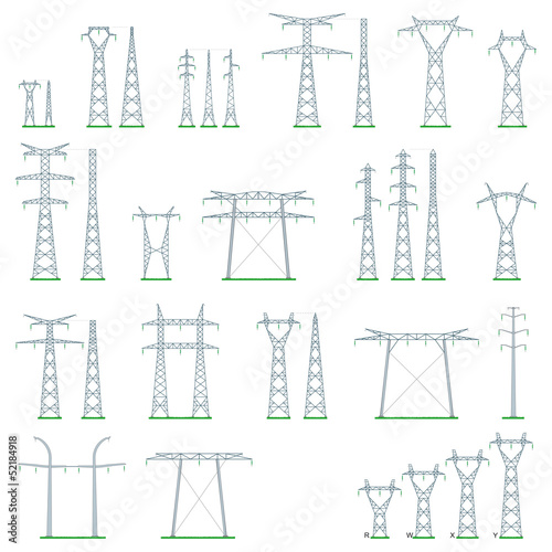 Électricité - Types de pylônes HT et THT