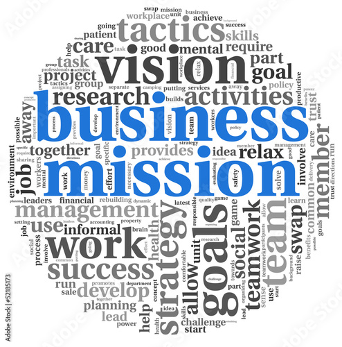 Business mission concept in word tag cloud