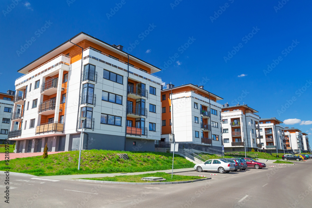 Street with new apartments in Poland