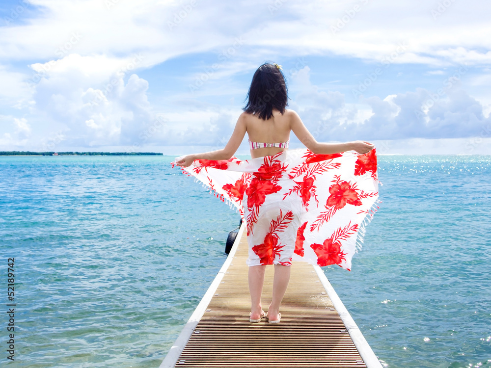 beautiful asian woman relaxing on the jetty Stock Photo | Adobe Stock