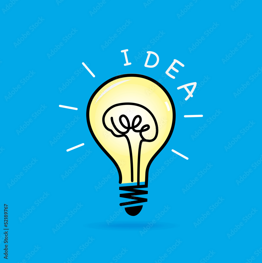 Idea light bulb, Brain inside concept Idea light bulb, Brain inside concept