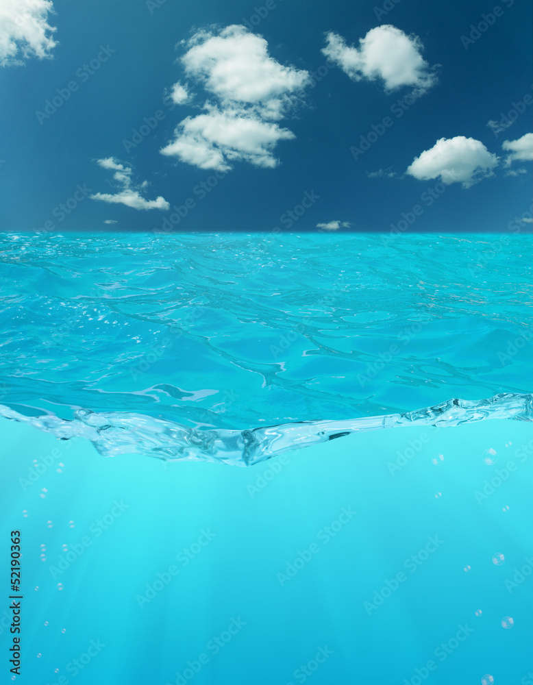 Fototapeta premium blue water and sky with clouds