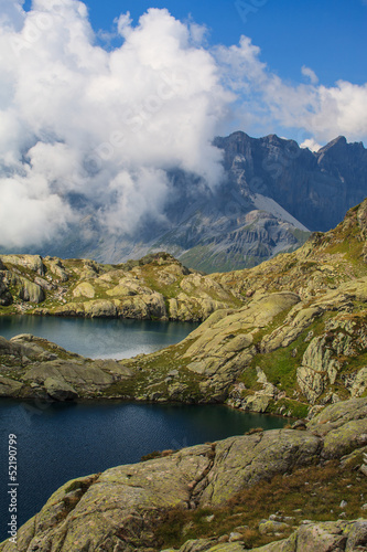 Fototapeta Naklejka Na Ścianę i Meble -  Beautiful glacier lake in the French Alps in summer