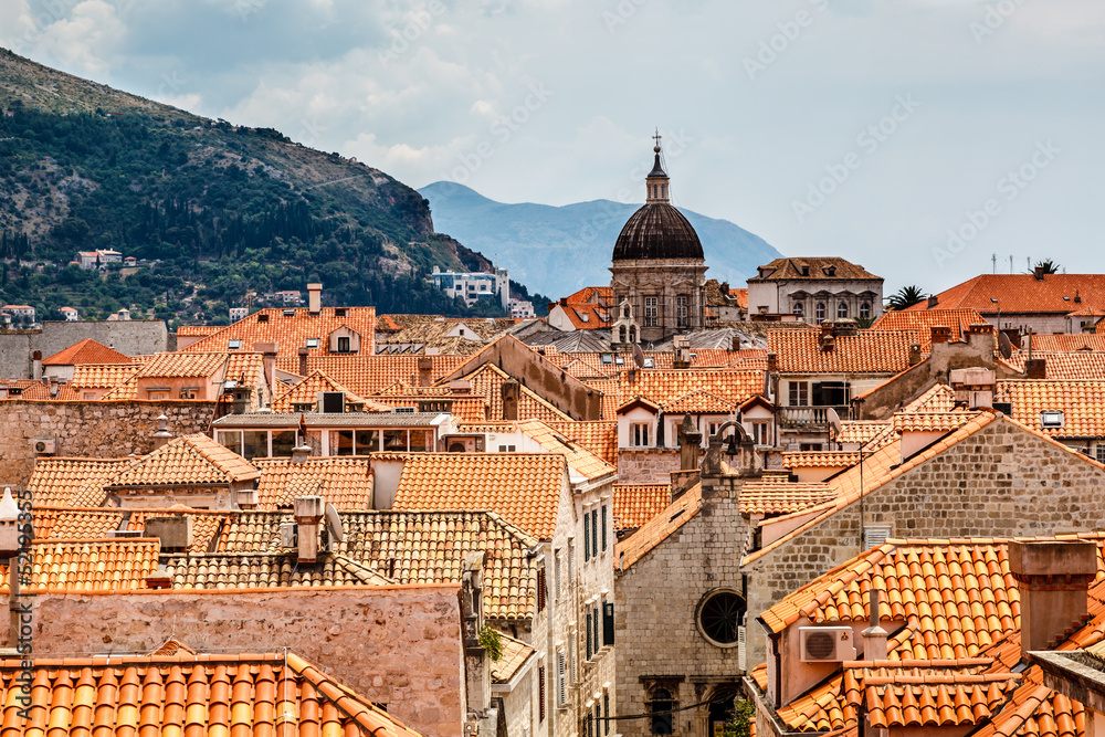 Aerial View on the Old City of Dubrovnik from the City Walls, Cr