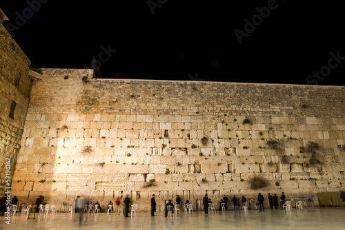 Cuadro en lienzo the western wall by night, jerusalem, israel