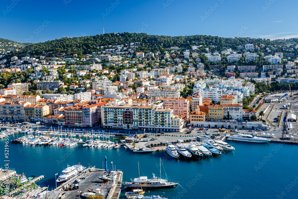 Aerial View on Port of Nice and Luxury Yachts, French Riviera, F Aerial View on Port of Nice and Luxury Yachts, French Riviera, F