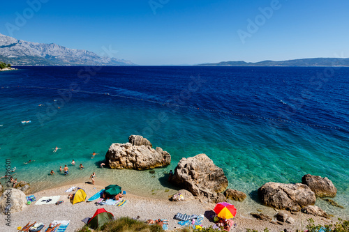 Fototapeta Naklejka Na Ścianę i Meble -  Beautiful Beach and Adriatic Sea with Transparent Blue Water nea
