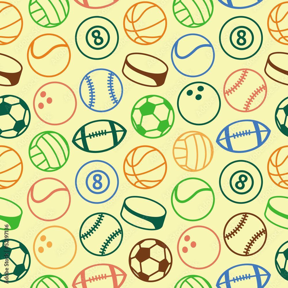 Vector seamless pattern with sport balls