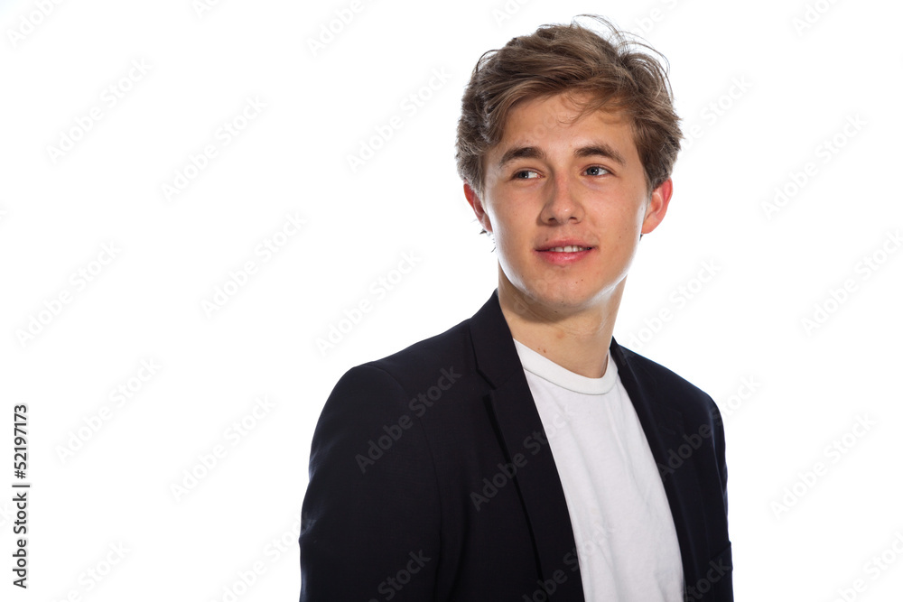 Young smiling business man with blue jacket isolated on white. Young smiling business man with blue jacket isolated on white.