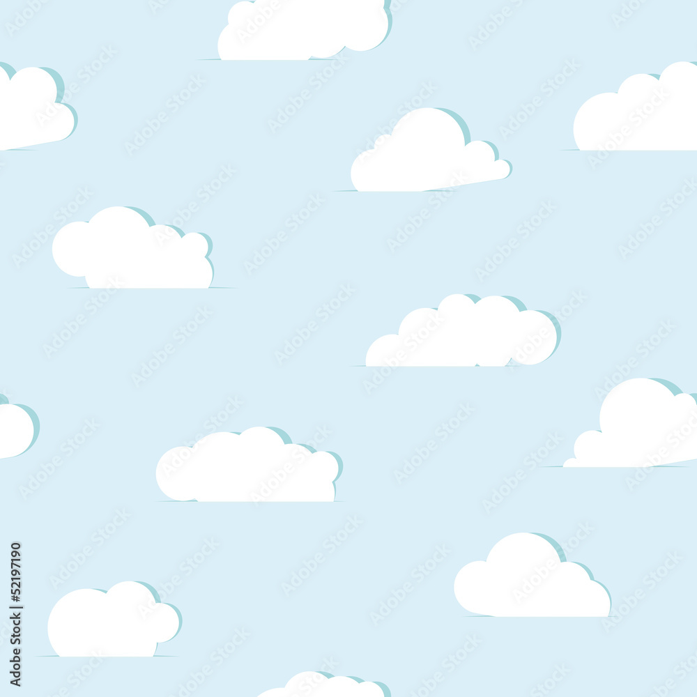 Abstract paper clouds seamless pattern. Vector illustration.