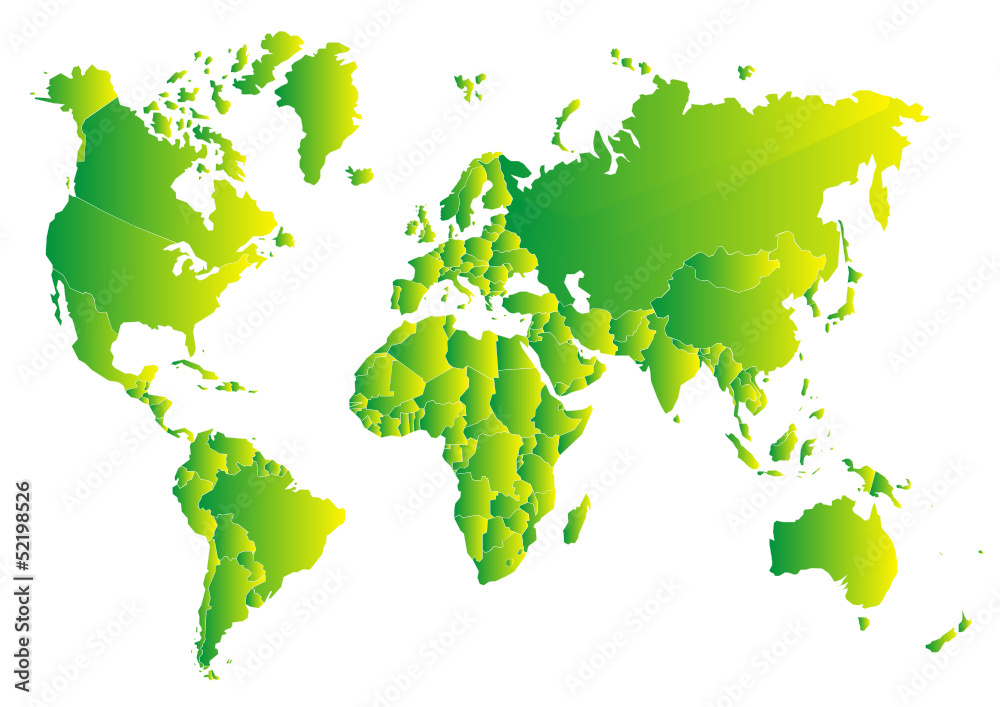 Weltkarte - Länder und Kontinente Stock Vector | Adobe Stock