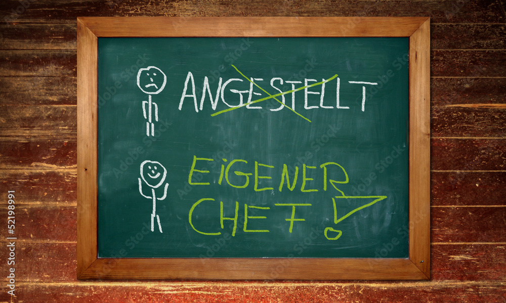 Kreidetafel - Angestellt - Eigener Chef Kreidetafel - Angestellt - Eigener Chef