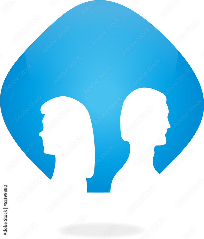 Logo, 3D, Menschen, Paar, Mann, Frau