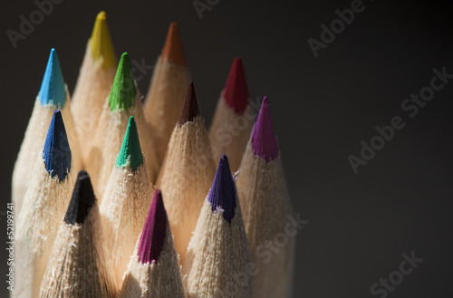 A stack of colored pencils
