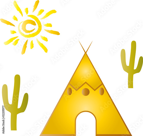 Tipi, Haus, Sonne, Cartoons
