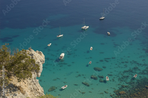 Boats close to Sella del Diavolo, Cagliari, Sardinia, Italy