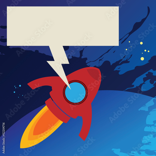 Rocket in space, vector illustration