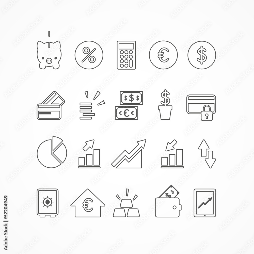 Set 20 icons finance_lines Set 20 icons finance_lines
