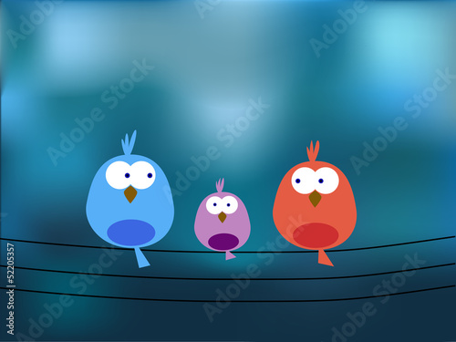 Bird family blue
