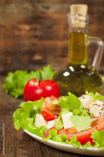 fresh vegetable salad with olive oil
