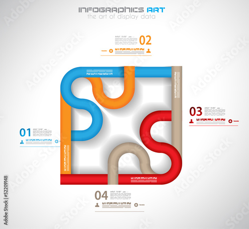 Infographic design template with paper tags.