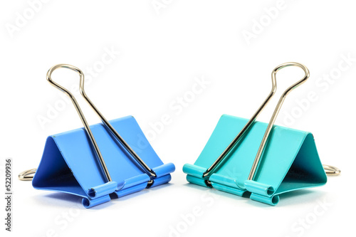 Colorful paperclips isolated on white background