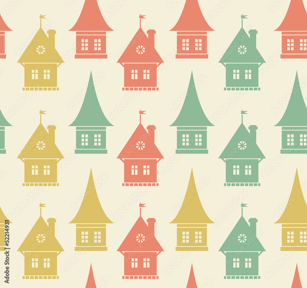 Seamless pattern with houses.