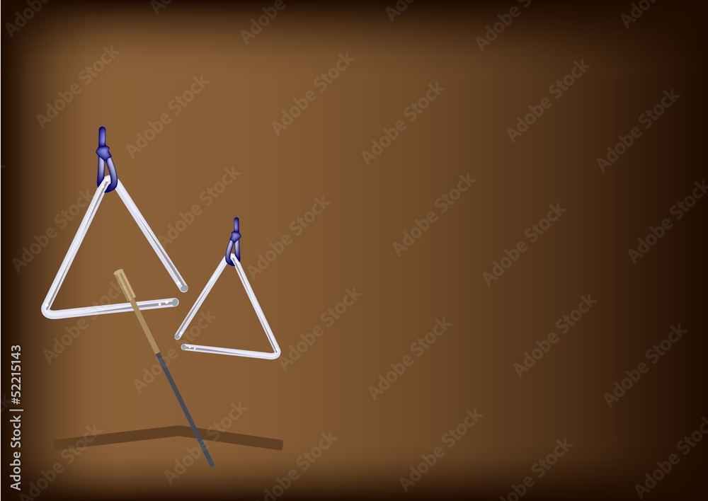Fototapeta premium A Musical Triangle on Dark Brown Background