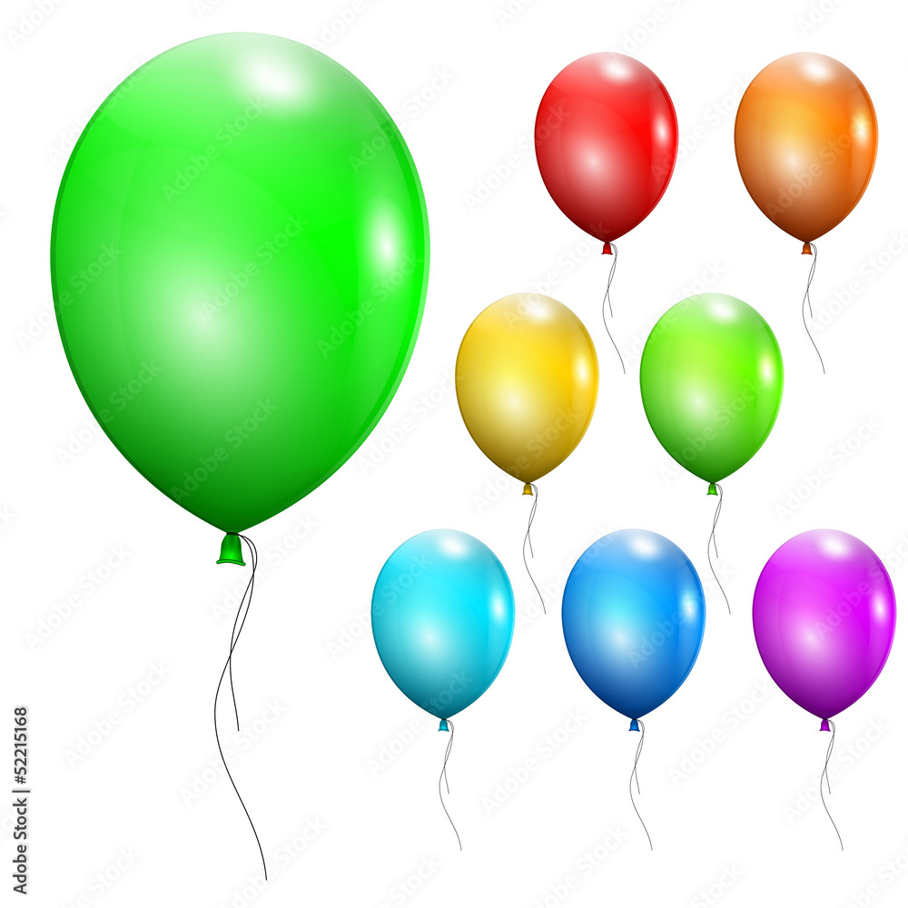 Set of multicolored balloons