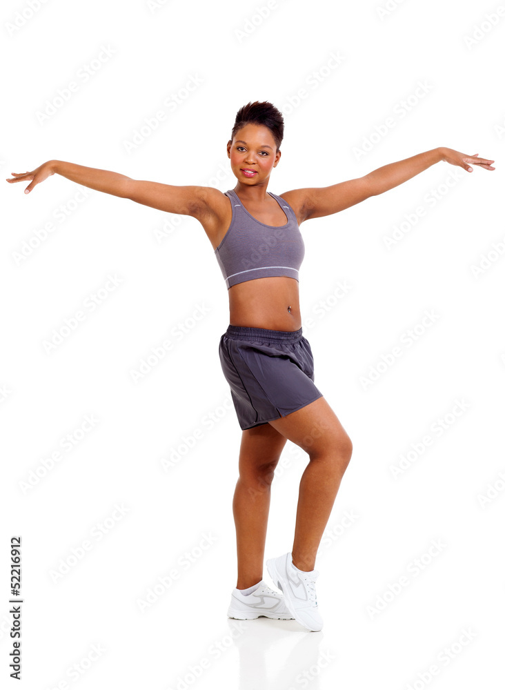 fit afro american woman stretching fit afro american woman stretching