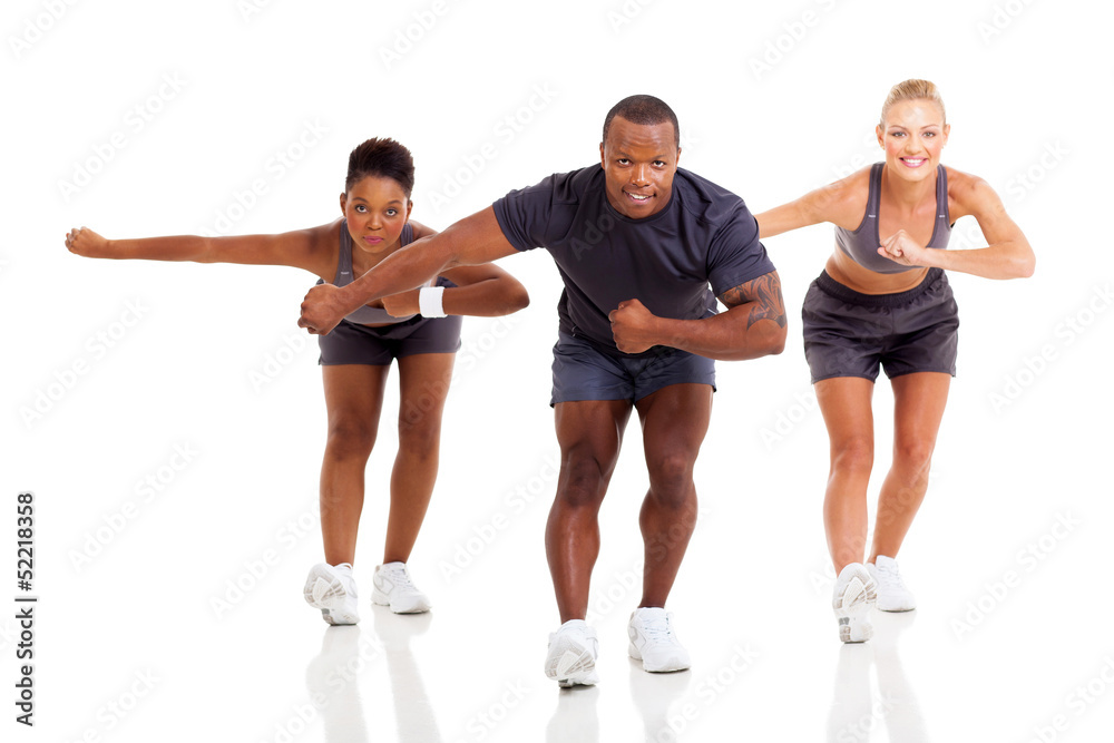 group of fit young adult exercising