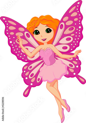 Illustration of a beautiful pink fairy