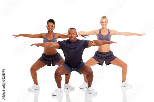 young people exercising and stretching