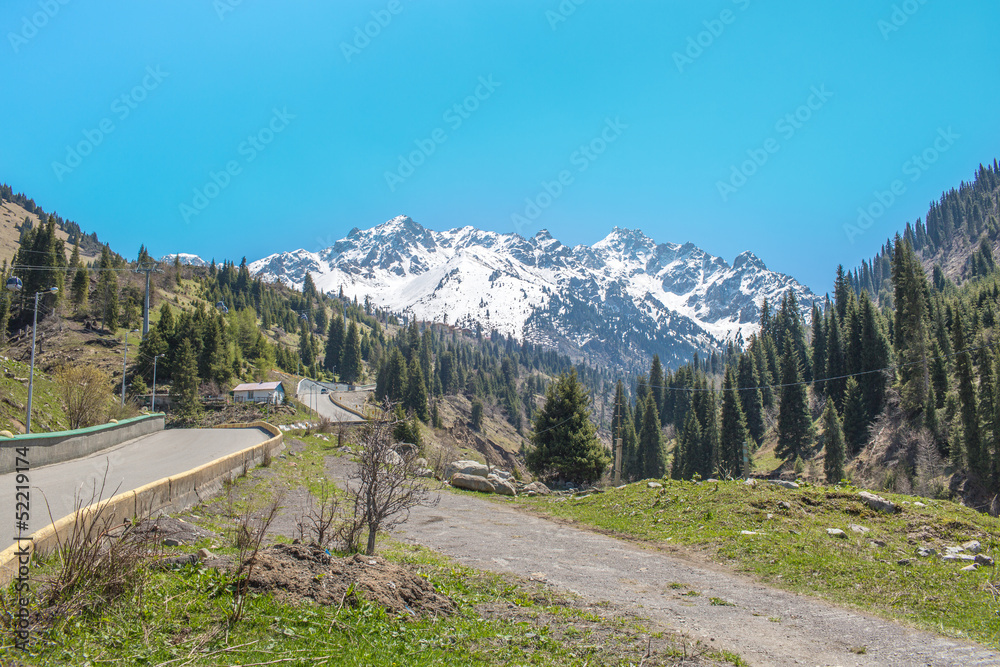 Panorama of nature  green mountains,Chimbulak Almaty,Kazakhstan