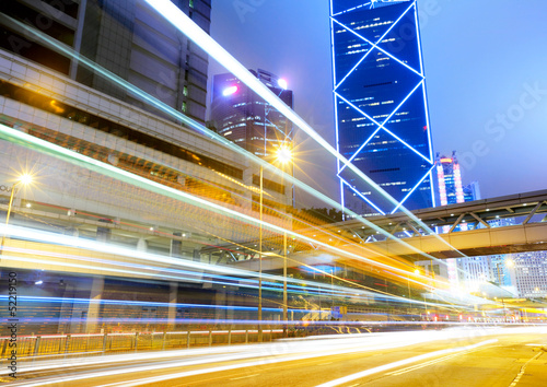 City traffic at night in Hong Kong