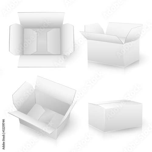 set of white carton boxes on white