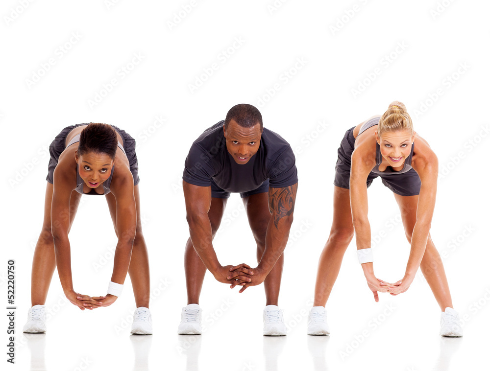 Obraz premium group of three people stretching