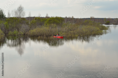 Spring river landscape.