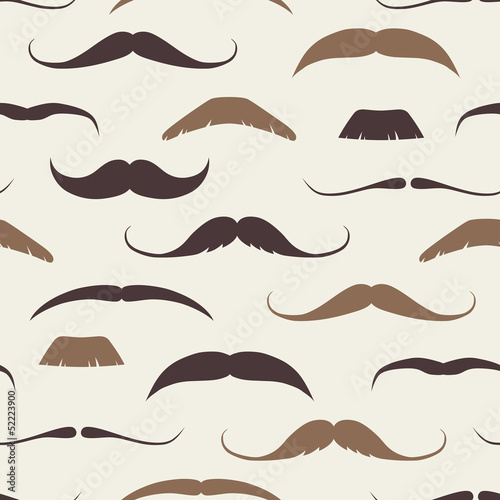 Vintage Seamless Pattern with Mustaches