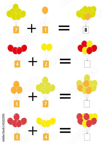 math balloons for kids, adding