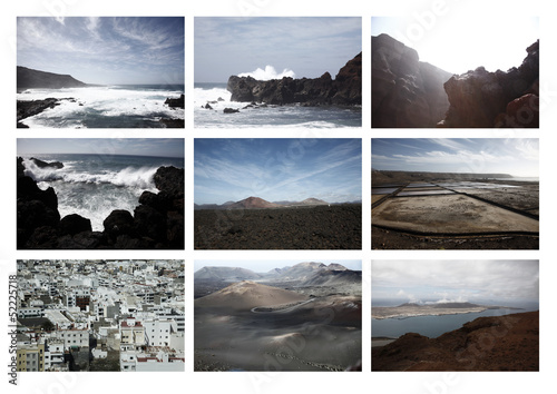 Lanzarote Collage, Meer, Landschaft und Berge