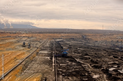 Industrial landscape of a working mine photo