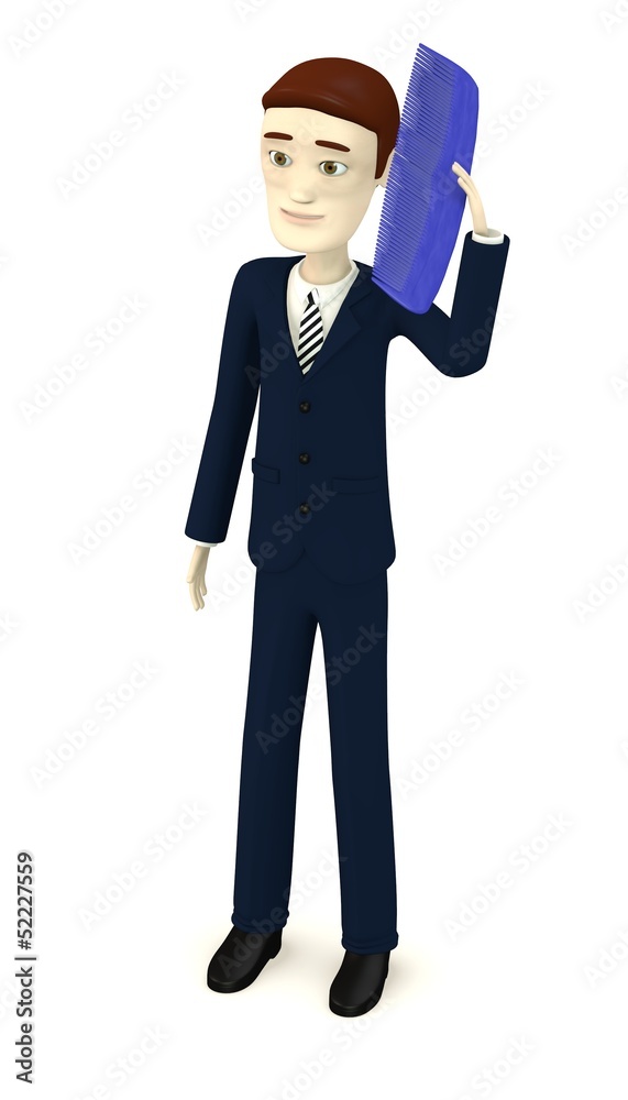 3d render of cartoon character with hairbrush 3d render of cartoon character with hairbrush