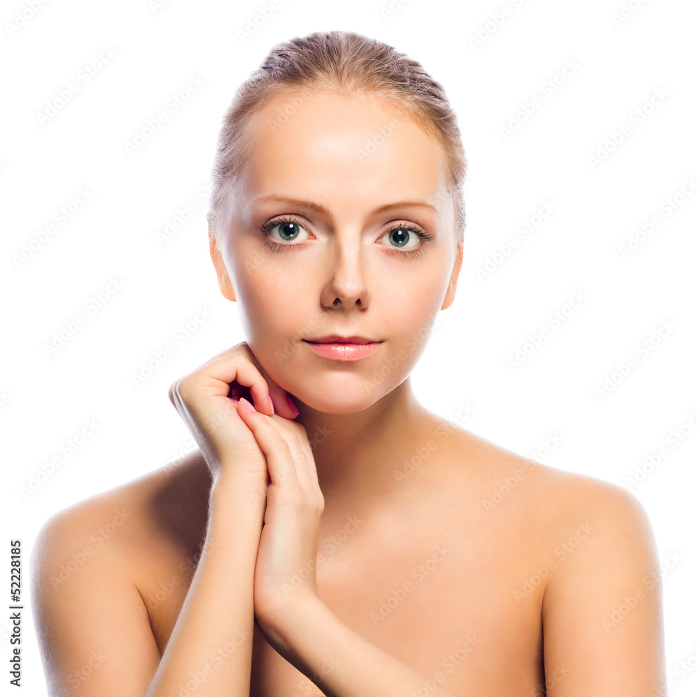 Portrait of beautiful young woman. Isolated on white background. Portrait of beautiful young woman. Isolated on white background.