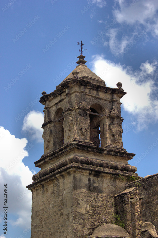 Old Texas Spanish Mission San Jose Bell Tower San Antonio 