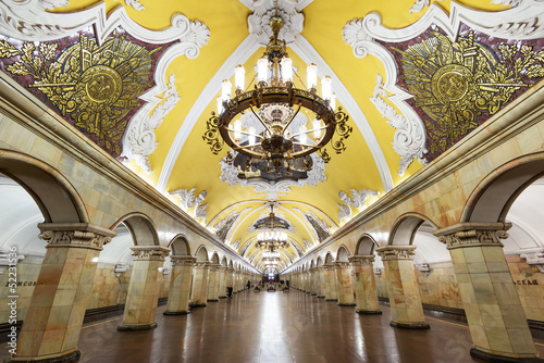 Metro station Komsomolskaya in Moscow, Russia. Luxury subway interior. photo
