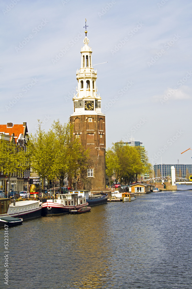 Medieval montelbaanstower in Amsterdam the Netherlands