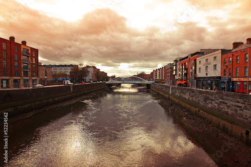 Canvas Print Dublin and The Liffey river