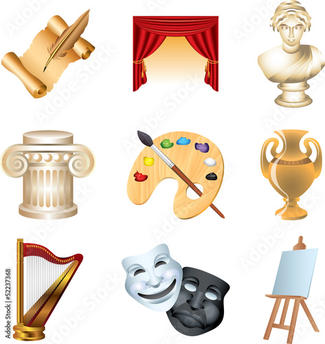 art icons detailed vector set